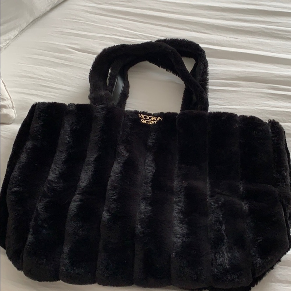 Victoria’s Secret Black Fur tote